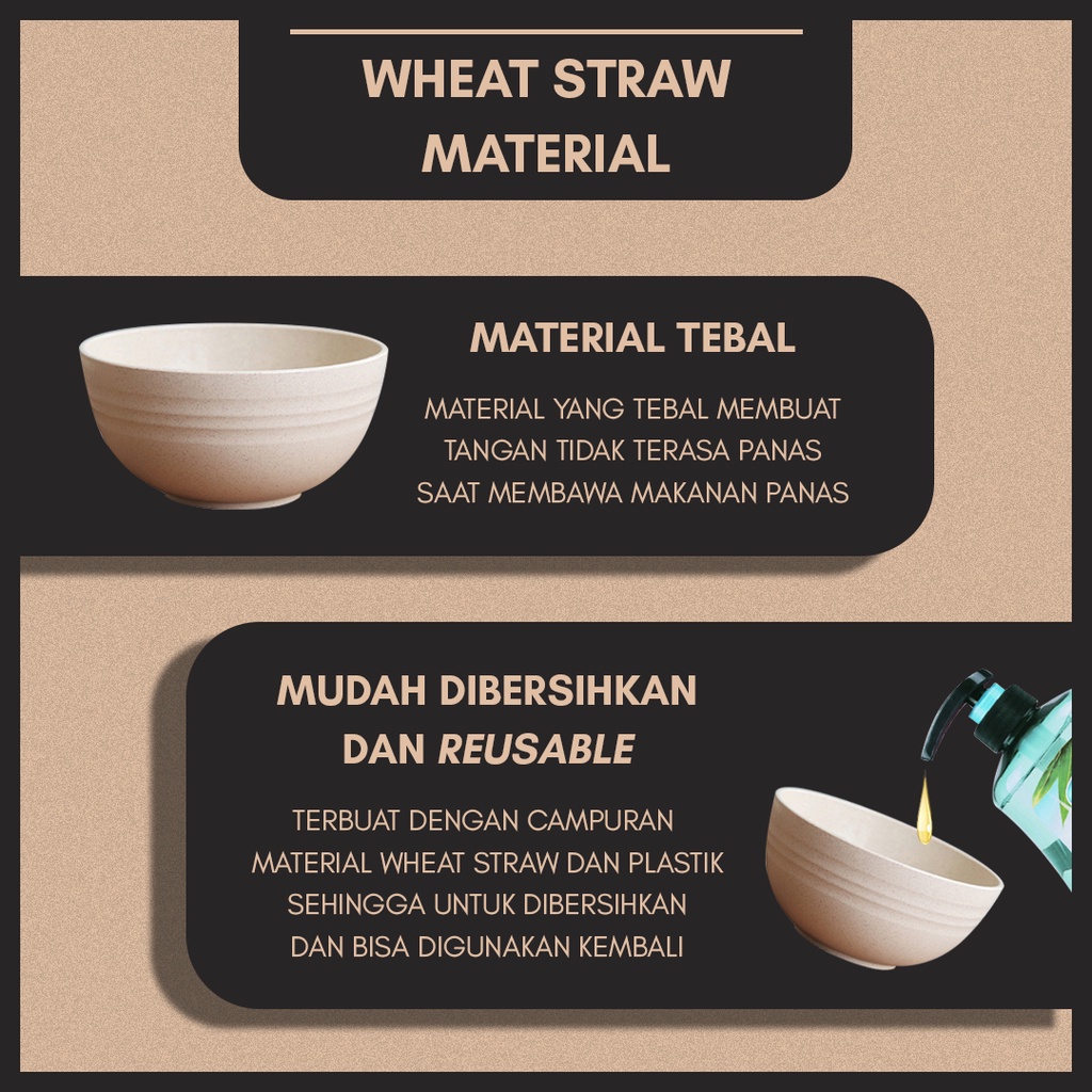 MANGKUK BESAR WHEAT STRAW | RAMAH LINGKUNGAN | MICROWAVABLE | BPA FREE