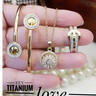 TiTanium set gelang kalung dan cincin p538