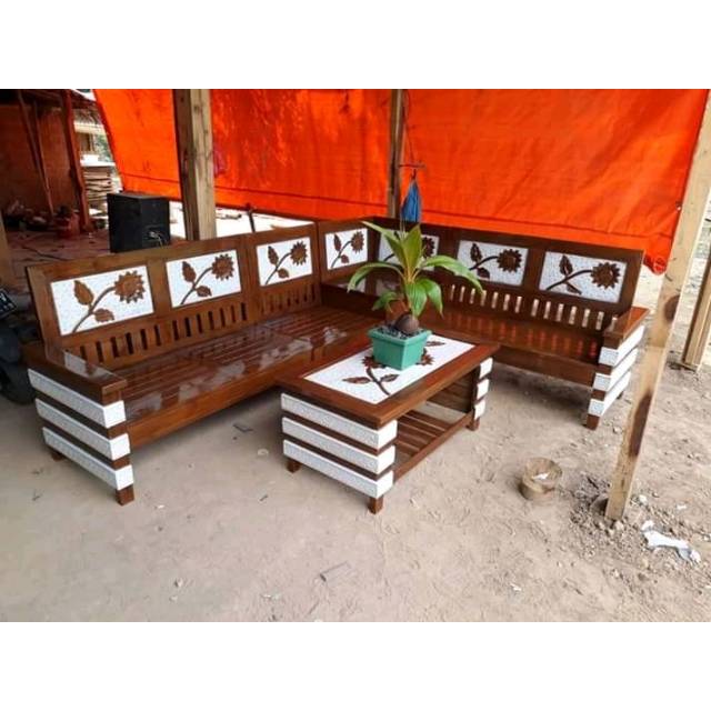 Kursi Tamu Sudut Pojok L Kursi Sudut  Kayu Jati Furniture MURAH LARIS SHOPE