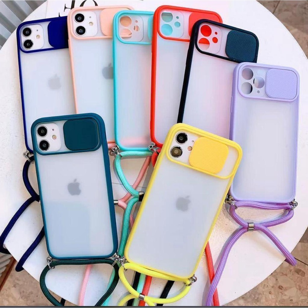 CASE TALI LANYARD IPHONE 6  7 8 PLUS 11PROMAX12 12 PRO MAX X XR CASE CANDY TALI SLIDE LENS PROTECTOR