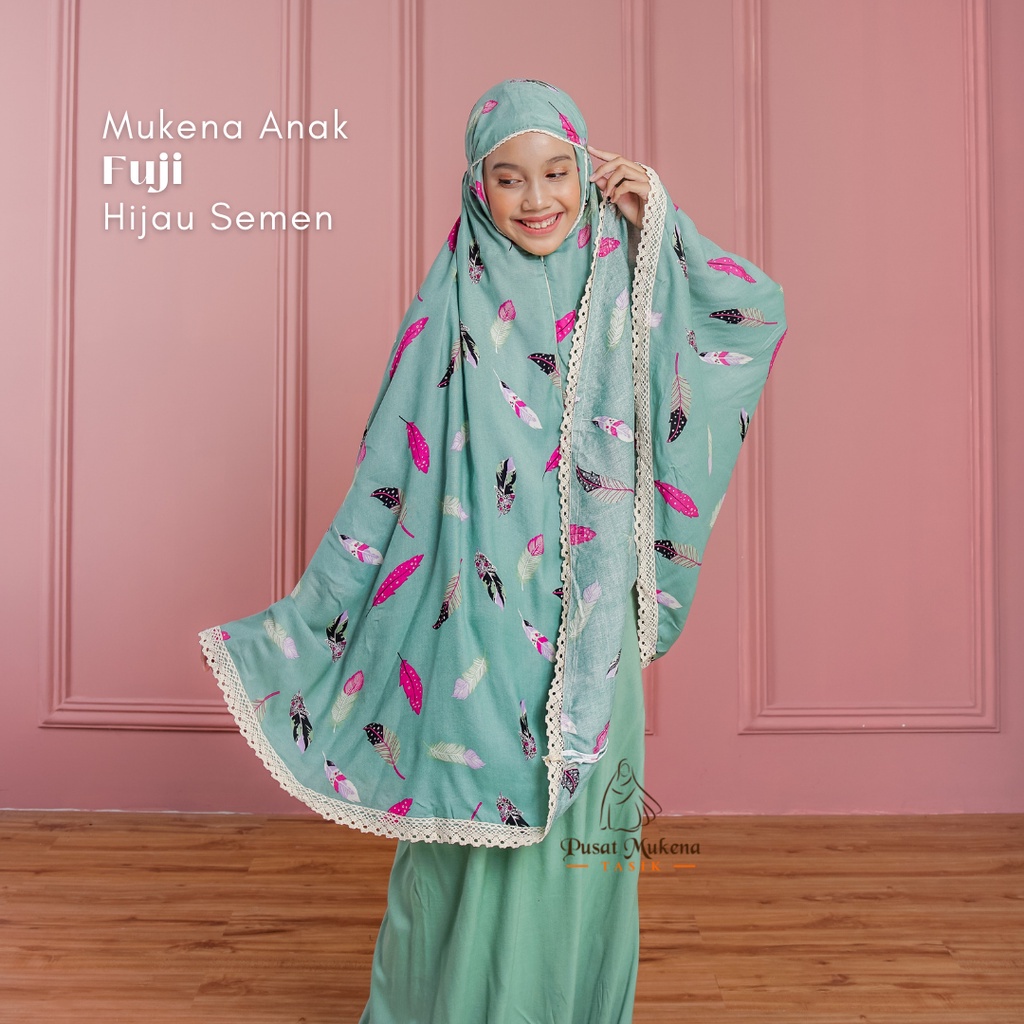 Pusat Beli Mukena Tasik - Mukena Anak (5-13 Tahun) 2in1 Katun Rayon Bali Travelling Fuji
