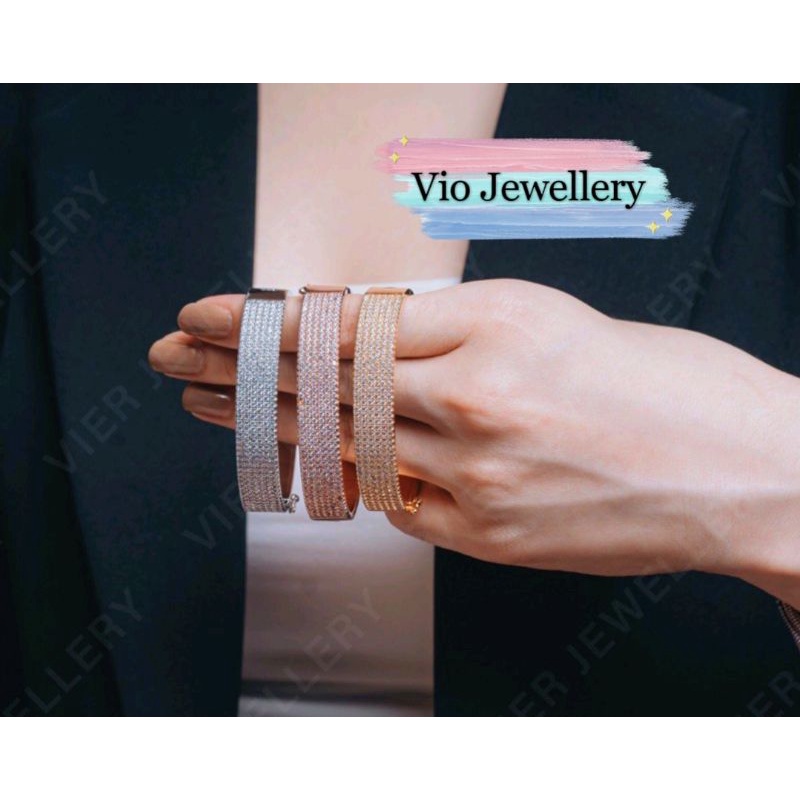 Gelang Bangle Premium (Vier) Replika Emas / Lapis Emas Zirconia
