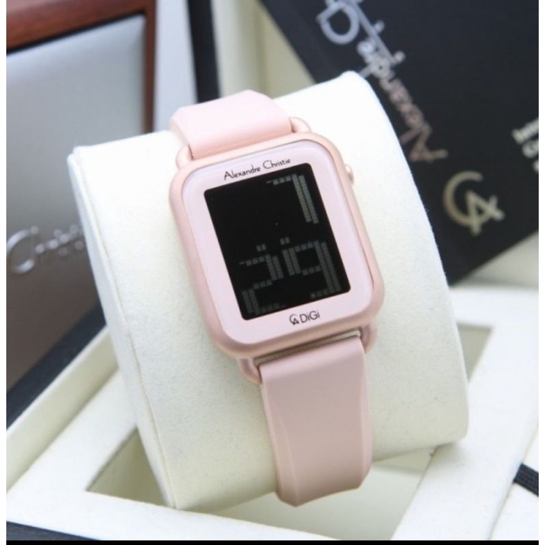 jam tangan wanita original ALEXANDRE CHRISTIE AC9332LH ROSEGOLD PEACH RUBBER STRAP