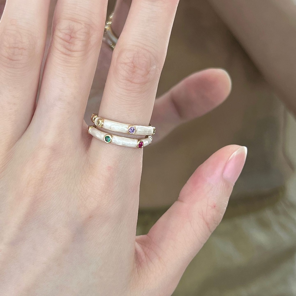 Cincin Model Terbuka Bahan Alloy Desain Bunga Hias Zirconberlian Imitasi Untuk Wanita