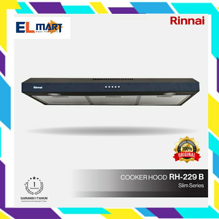 Rinnai Cooker Hood RH 229B 229 B Slim Hood 90cm Penghisap Asap Dapur