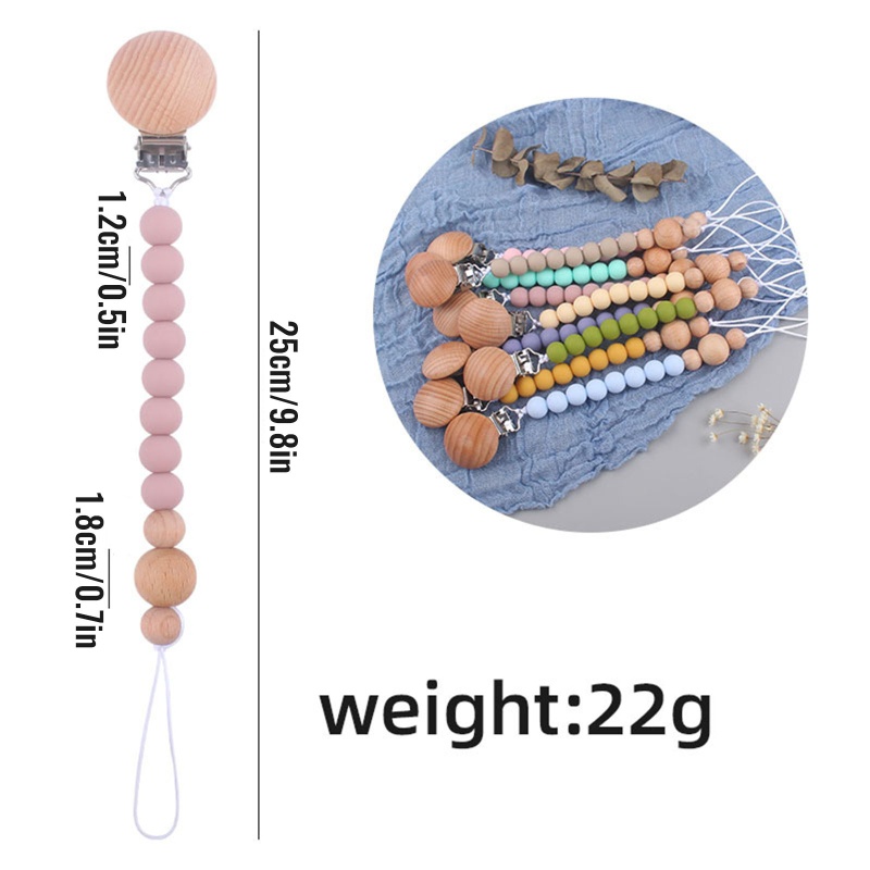 Mary Klip Rantai Manik Kayu Beech Silikon Holder Dot Empeng Bayi Newborn
