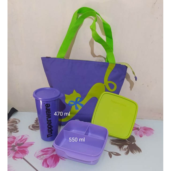 Lunch set Tupperware paket hemat tempat bekal dengan Tas