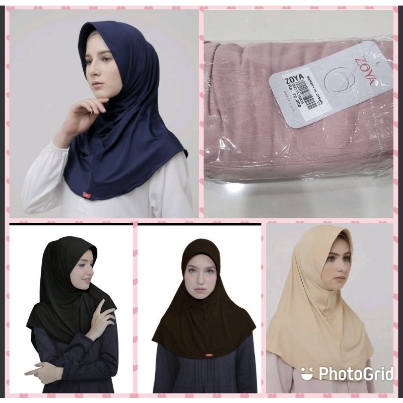 Marsha HL Casual Ready PUTIH  HITAM DARK BROWN NAVY SAND DUSTY Bergo Sekolah Original ZOYA 100%HEIQ