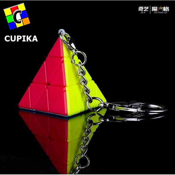 Rubik Keychain QiYi Pyraminx Keychain 3x3x3 Stickerless QiYi Gantungan Kunci