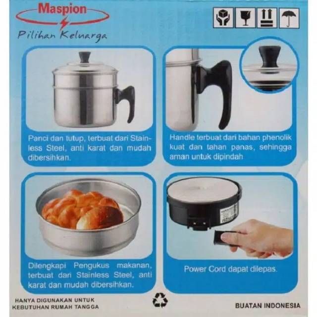 Maspion Multi Cooker 0.5Liter Panci Listrik Serbaguna MEC1750 300Watt