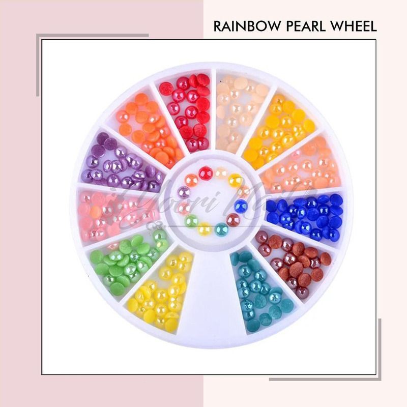 Rainbow pearl wheel nail art rhinestones colorful pearl 2mm mutiara 12warna case hp deco rhinestone