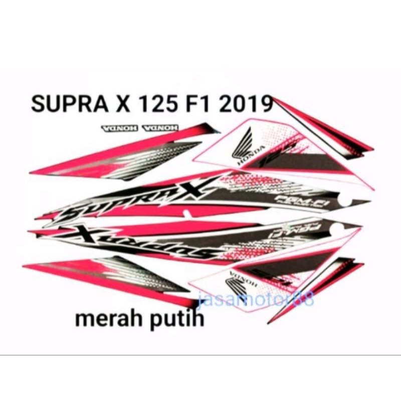 LIS BODY STIKER SUPRA X 125 FI TAHUN 2019 WARNA MERAH PUTIH