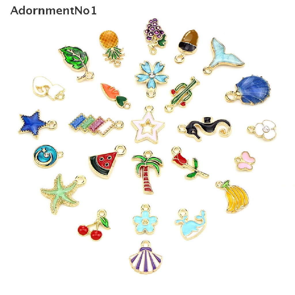 (AdornmentNo1) 30pcs / Set Liontin Enamel Campur Untuk Kerajinan Tangan / Perhiasan DIY