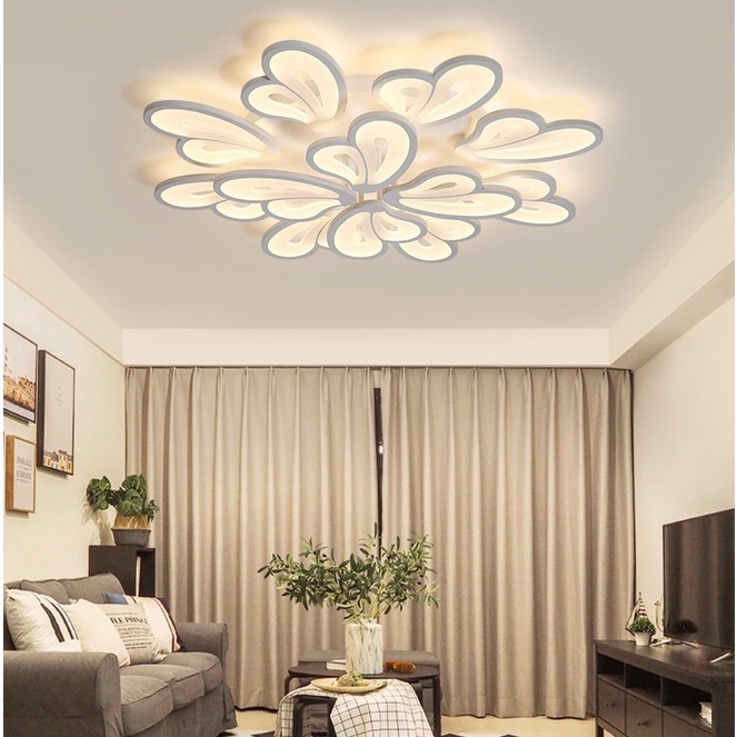 Lampu Hias Plafon Lampu Ruang Tamu Moderen Minimalis Premium Style 72W 220V Modern LED Chandelier Ceiling chandeliers Lighting With Remote Control For Living Room Bedroom kitchen Lustre Fixture Lights Antik Jadul Retro LED Ceiling Lamp Modern Living Room