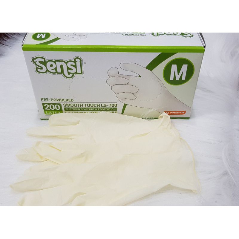 Handscoon/sarung tangan/ gloves latex pre-powdered sensi isi 200 pcs