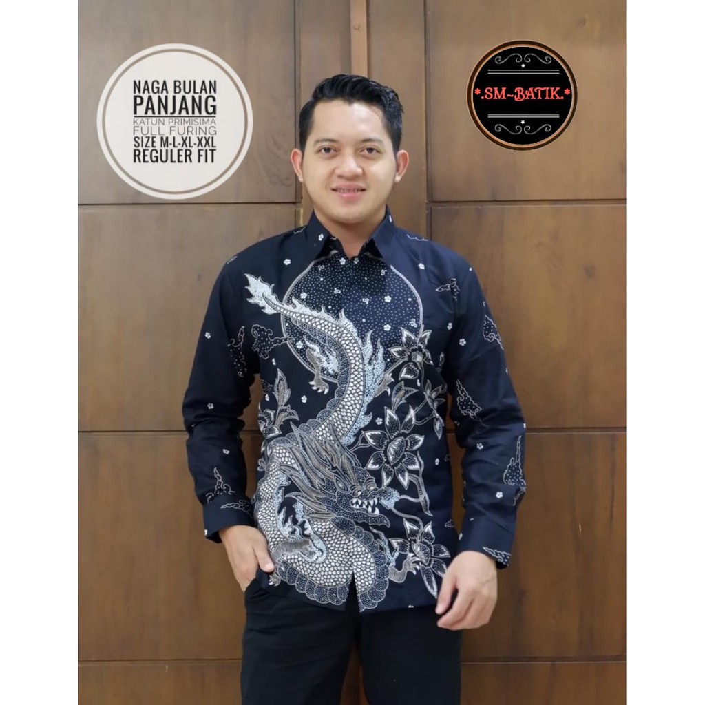 Naga Bulan kemeja batik pria modern asli solo atasan batik by sm