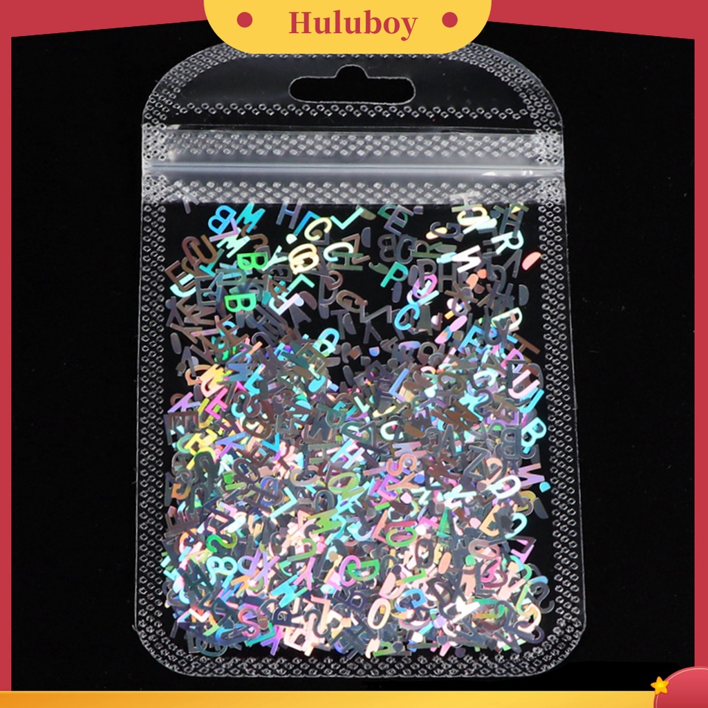 Huluboy Huluboy♡ 1 Pak Payet Glitter Motif Tulisan Campur Untuk Dekorasi Nail Art