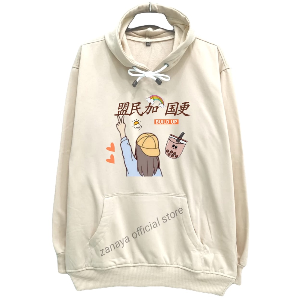 SWEATER HOODIE WANITA KOREA BUILD UP IMPORT TEBAL SIZE L XL XXL 13 WARNA