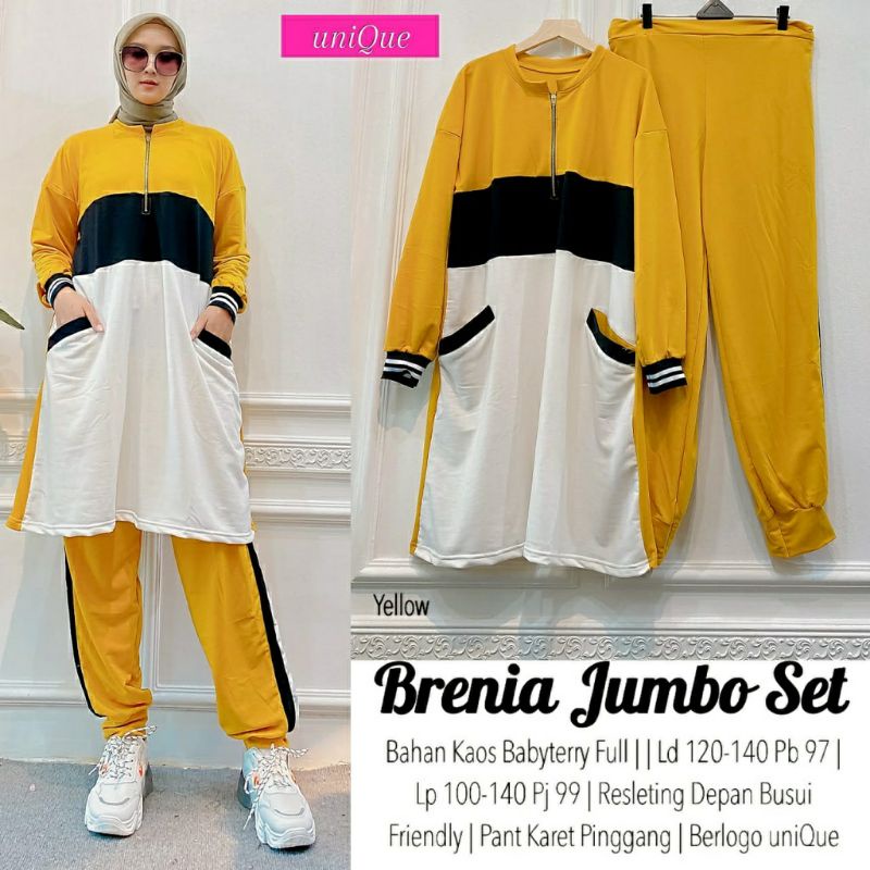 Brenia Jumbo Set, SETELAN/ONESET OVERSIZE WANITA MODIS CANTIK BAHAN KAOS BABYTERRY FIT TO XXXXL LD 120-140 TERMURAH OOTD