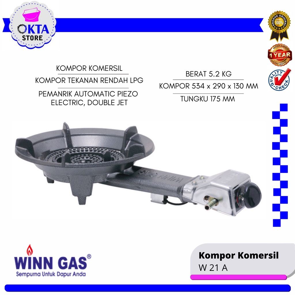 Kompor Winn Gas Komersil 1 Tungku  21A/31A