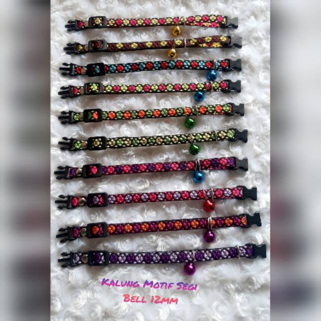 Kalung kucing motif segi murah lonceng 12mm