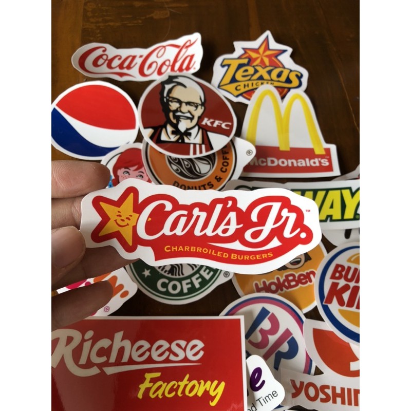 Stiker popular brand sticker foodies paket stiker food logo french fries tumbler laptop junk food