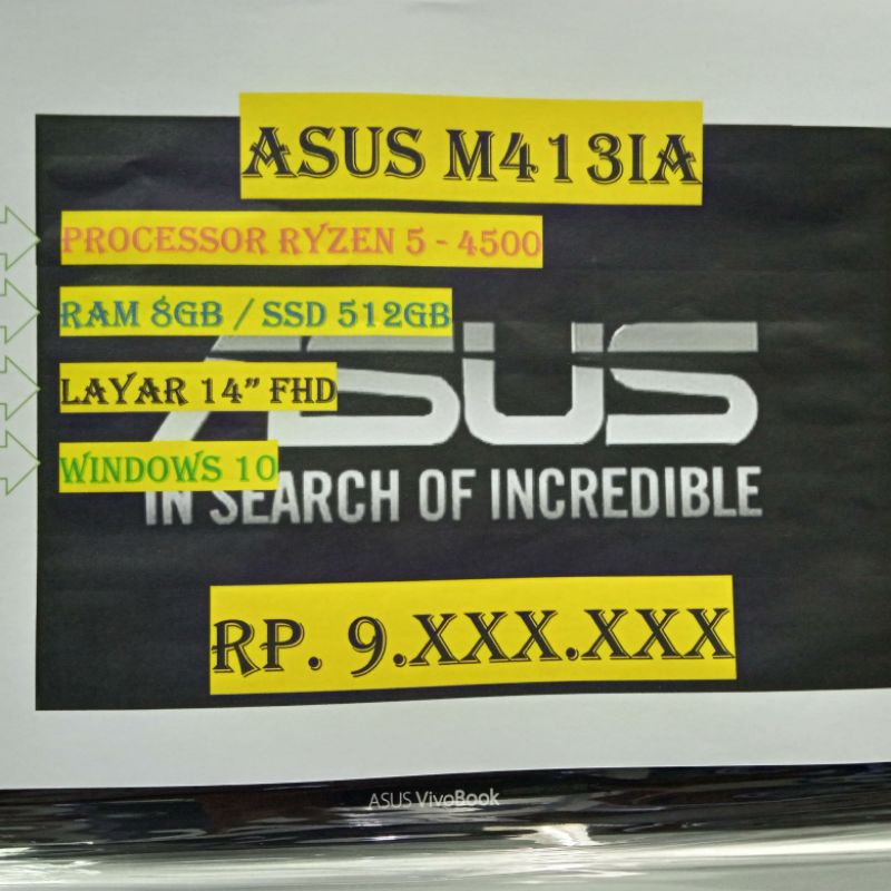 ASUS M413IA RYZEN 5 4500 8GB SSD 512GB