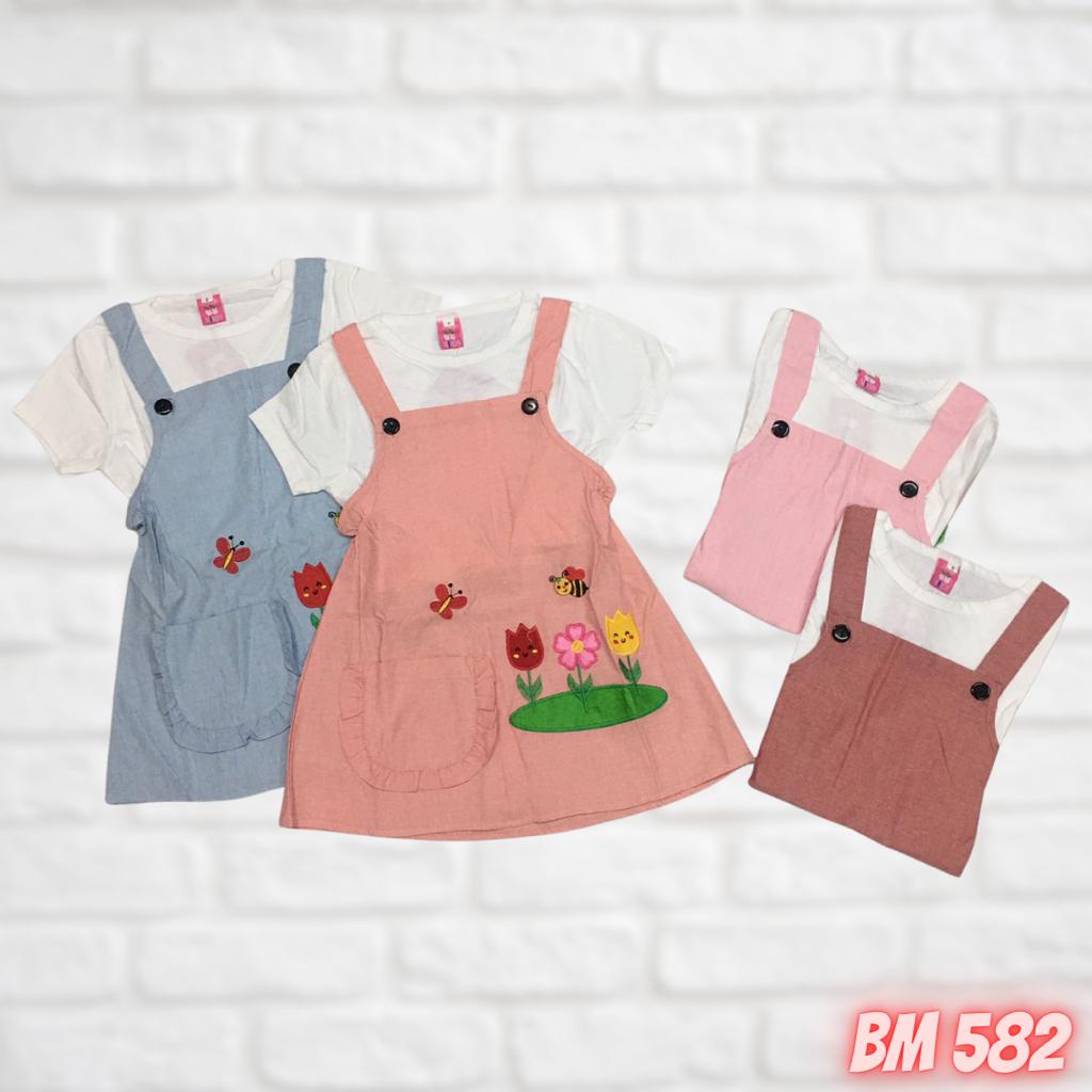 BM582 BAJU PAKAIAN ANAK PEREMPUAN JUMPSUIT KODOK DRESS CUTE LUCU BABY MOON GROSIR
