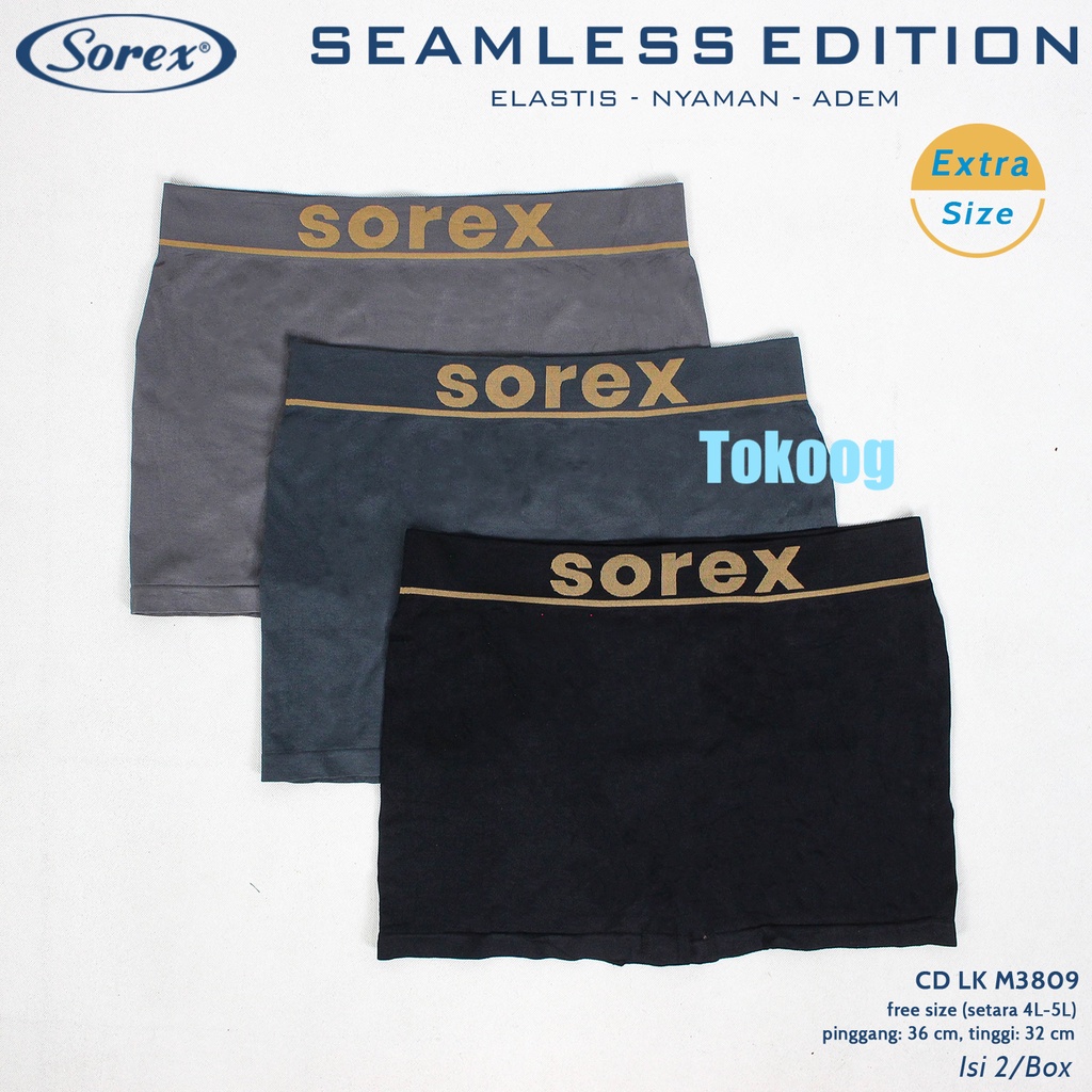 Celana Dalam Pria Segiempat Boxer Sorex Jumbo Extrasize Laki-laki fit 4L-5L Seamless M 3809