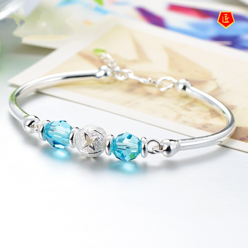 [Ready Stock]Ladies Silver Lucky Crystal Bracelet