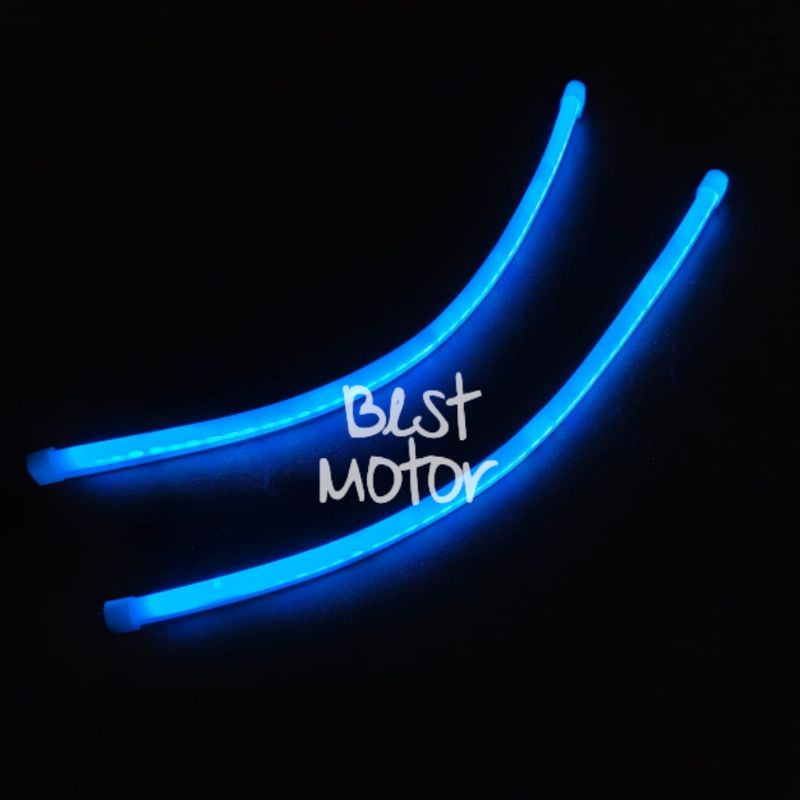 Sepasang Lampu Alis LED DRL Mobil Motor 30Cm Fleksibel Non Running Neon Motor