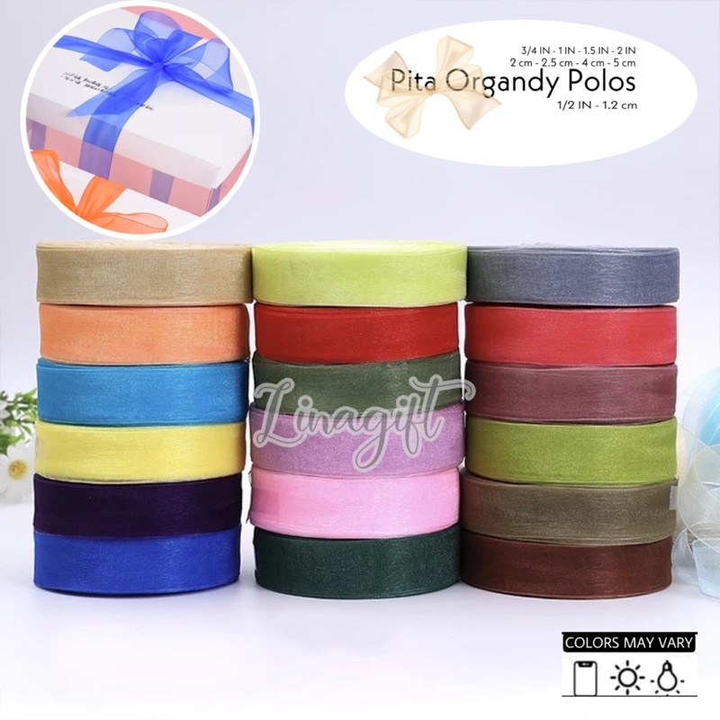 ( Rol 20 Yard ) SILK ORGANDY GIFT RIBBON 40MM 1.5 IN ( 4 CM ) - PITA KADO ORGANDI POLOS