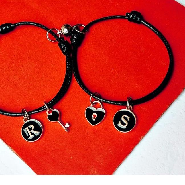 ♪ GELANG COUPLE KUNCI GEMBOK EPOXY / GELANG TALI PASANGAN MAGNET / GELANG KUNCI GEMBOK COUPLE MAGNET