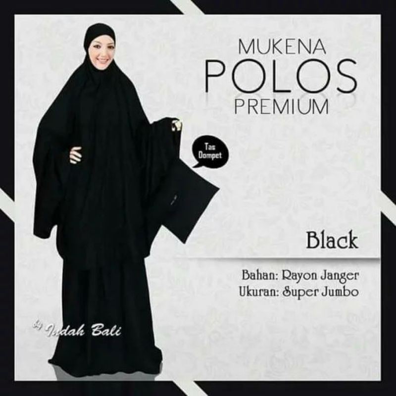 TERMURAH  MUKENA POLOS HITAM PREMIUM SUPER JUMBO - MUKENA BALI POLOS HITAM KATUN RAYON DEWASA SUPER 