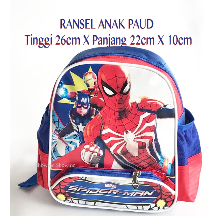 Showme Tas Ransel Anak Sekolah PAUD  TK  Playgroup 10in (T26cm X P20cm X L10cm) SPIDERMAN