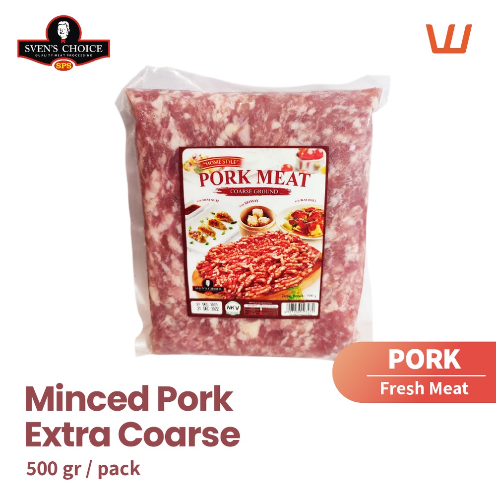 

MINCED Pork Extra Coarse Premium Sven's choice Babi cincang KASAR 500g
