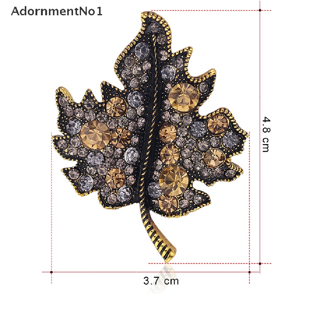 (AdornmentNo1) Pin Bros Daun Maple Hiasan Berlian Imitasi Gaya Retro