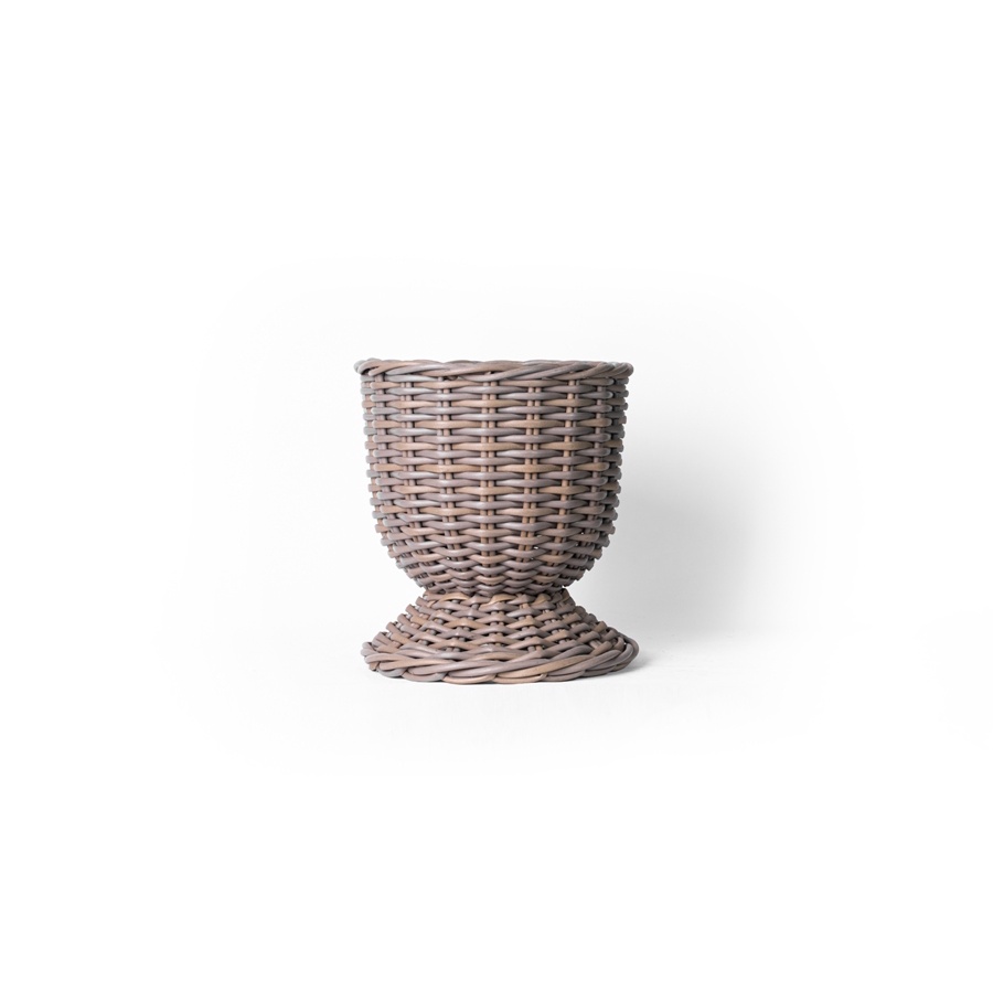 Pot Oak Pedestal Basket in Bright Grey - Large