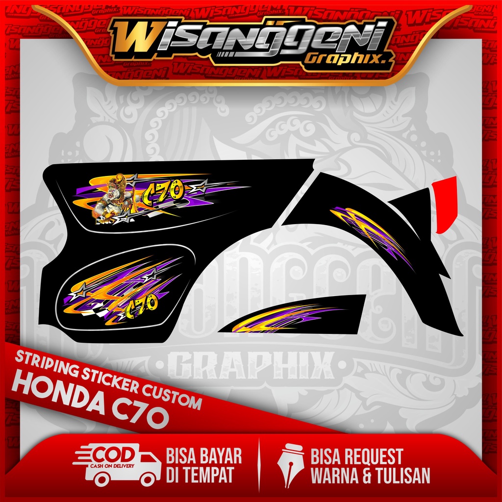 STRIPING DECAL STICKER HONDA C70/ULUNG/OLONG CUSTOM 14 STIKER MOTOR VARIASI