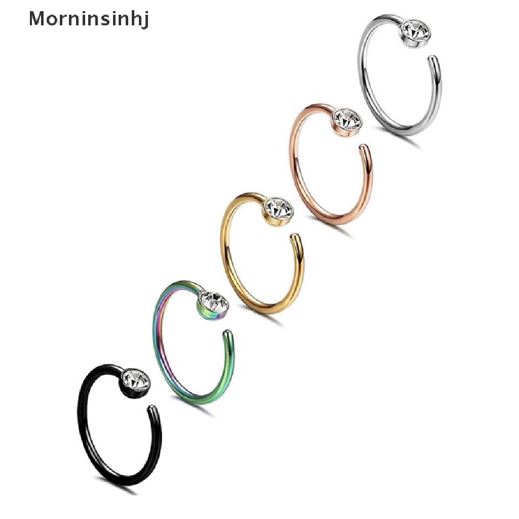 Mornin 1pc Fashion Steel Nostril Nose Hoop Untuk Wanita Stud Ring Clip on Tindik Palsu id