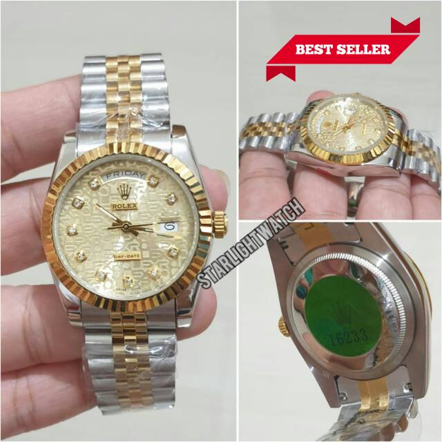 JAM TANGAN WANITA ROLEX DAY DATE AUTOMETIC SILVER COMBI GOLD