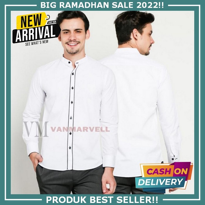 Baju Koko Kurta Terbaru 2022||Koko Kurta Pria Terbaru||Koko Kurta Pria Lengan 3/4||Koko Kurta Dewasa Kekinian||Koko Kurta Polos||Baju Koko Polos Orang Tua||Baju Koko Kekinian||Baju Koko Kurta Modern Vm Baju Koko Putih Panjang Kemeja Koko Putih Slimfit - X