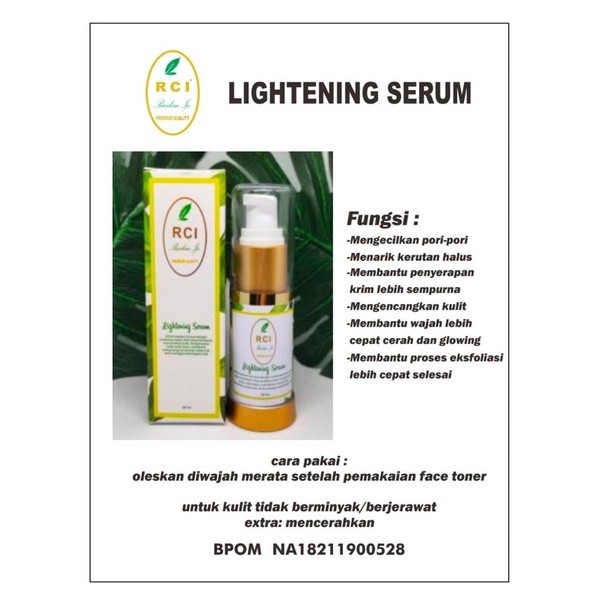 RCI Skincare Serum Lightening Serum Gold Particle Acne Treatment Serum Acne RCISkincare Racikan Ijo Kulit Normal Berjerawat Jerawat Berminyak Sensitif Kombinasi Perawatan Wajah BPOM-Serum Lightening