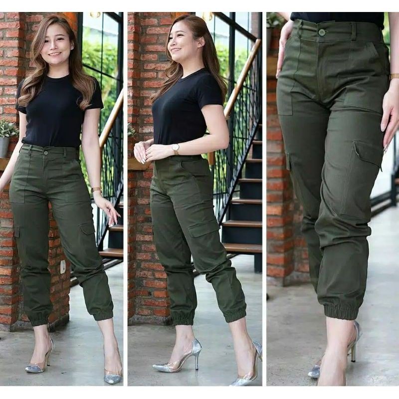 celana joger cargo wanita