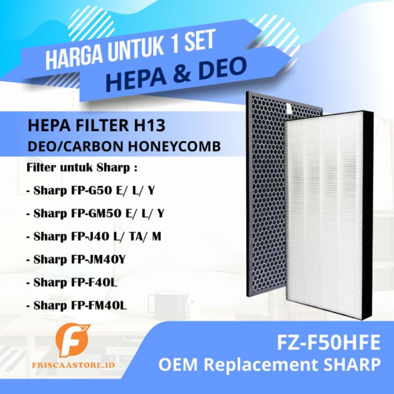 NAUTIC - Hepa Filter Compatible for sharp Air Purifier FZ-F50HFE FP-J50Y FP-J40Y / FP-JM40Y FP-G50Y / FP-GM50Y Filter Sharp FP J40 J50 JM40 G50