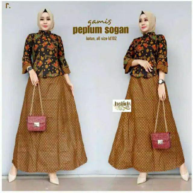 Shopashop Solo Batik Gamis Monita Motif Bunga Ilalang Kombinasi