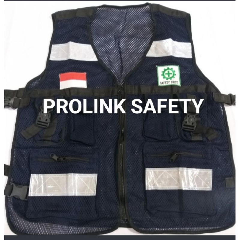 ROMPI ((DONGKER)) SAFETY BIRU NAVY DONGKER JARING TEBAL BERLOGO K3 BENDERA MODEL TAMBANG