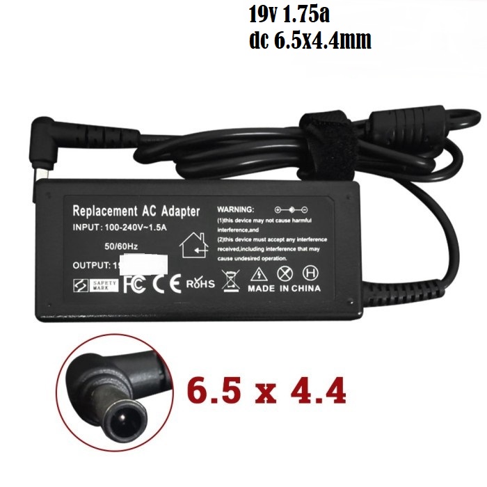 Adapter charger Led monitor 19v 1.75a Dc 6.5x4.4mm pin for LG 1896 - Adaptor lcd universal jarum