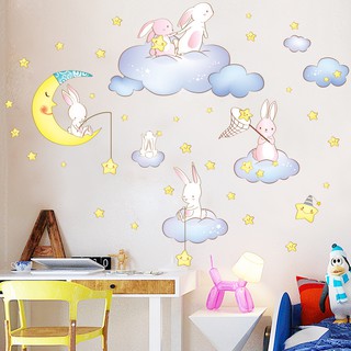 3d kartun hewan stiker dinding Kamar  anak anak Bayi  