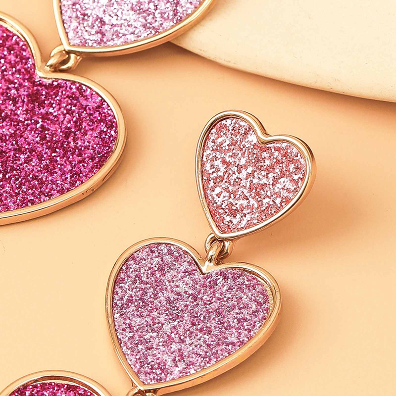 Fancyqube Anting Bentuk Hati Warna Pink Ungu Untuk Wanita